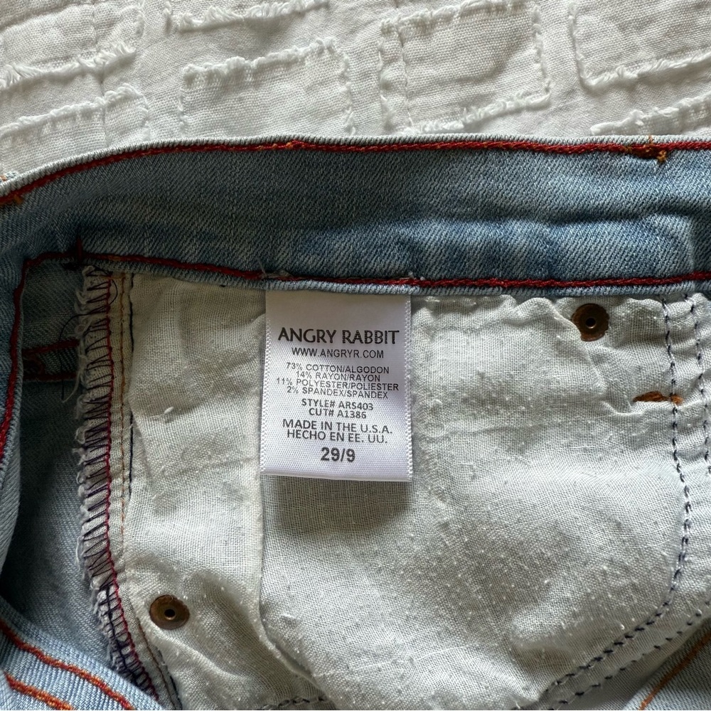 Angry Rabbit Blue Jean Shorts Distressed High-Waisted - Picture 3 of 3